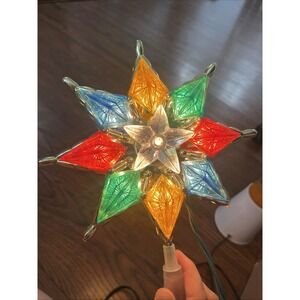 Christmas Tree Topper Star Plastic Jewel Joy Brite Merry Bright